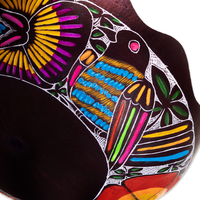 Getrockneter Kürbis - Handbemalter und geschnitzter getrockneter Kürbis-Catchall aus Peru