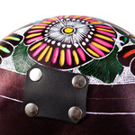 Gourd sling bag, 'Colorful Andean Journey' - Peruvian Hand-Carved Gourd Sling Bag with Leather Accents