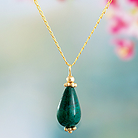 Chrysocolla pendant necklace, 'Nature's Green Drop'