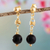 Gold-plated obsidian dangle earrings, 'Deep Elegance' - 18k Gold-Plated and Obsidian Dangle Earrings from Peru (image 2) thumbail