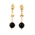 Gold-plated obsidian dangle earrings, 'Deep Elegance' - 18k Gold-Plated and Obsidian Dangle Earrings from Peru thumbail