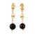 Gold-plated obsidian dangle earrings, 'Deep Elegance' - 18k Gold-Plated and Obsidian Dangle Earrings from Peru (image 2c) thumbail
