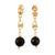 Gold-plated obsidian dangle earrings, 'Deep Elegance' - 18k Gold-Plated and Obsidian Dangle Earrings from Peru