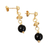 Gold-plated obsidian dangle earrings, 'Deep Elegance' - 18k Gold-Plated and Obsidian Dangle Earrings from Peru (image 2d) thumbail