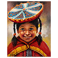 'Cusco Girl' - Portrait Painting of Peruvian Child