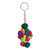 Pompom keychain, 'Andean Blossom' - Handcrafted Multicolor Andean Flower Keychain from Peru