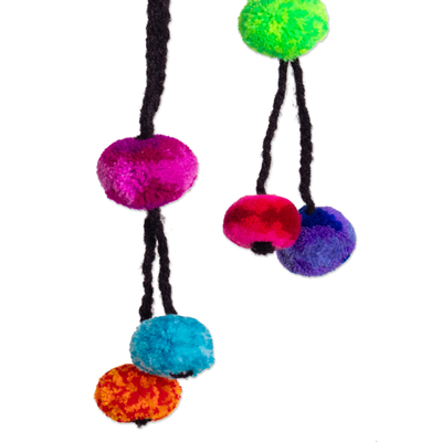 Pompom accessory, 'Joyful Jump' - Handcrafted Multicolour Pompom Accessory from Peru