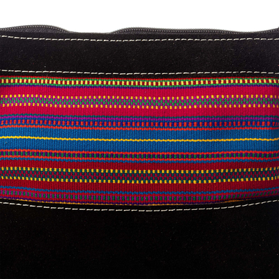 Pulsera de ante - Pulsera de gamuza negra tradicional hecha a mano artesanalmente de Perú