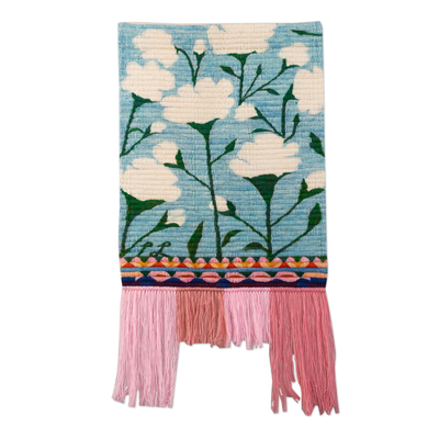 Floral Themed Wool Tapestry Handloomed in Peru