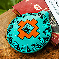 Ceramic ocarina, 'Chakana Revelations' - Ceramic Chakana Ocarina Handcrafted in Peru