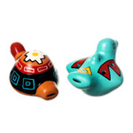 Ceramic ocarinas, 'Night Chant' (2 pieces) - Handmade Ceramic Ocarinas from Peru (2 Pieces)