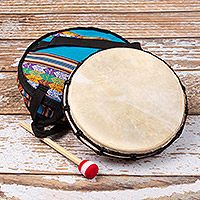 Leather and wood drum, 'Sacred Sound' - Leather and Cumaru Wood Drum Handcrafted in Peru