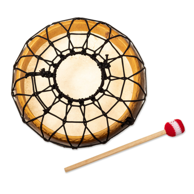 Leather and wood drum, 'Sacred Sound' - Leather and Cumaru Wood Drum Handcrafted in Peru