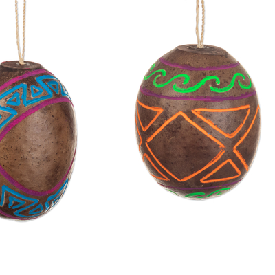 Getrocknete Kürbisornamente, (6er-Set) - Handgefertigte getrocknete Kürbis-Weihnachtsornamente aus Peru (6er-Set)