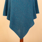100% alpaca poncho, 'Pacific Waves' - Teal 100% Alpaca Poncho Crafted in Peru