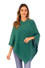 100% alpaca poncho, 'Embracing Forest' - Green 100% Alpaca Poncho Crafted in Peru
