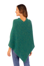 100% alpaca poncho, 'Embracing Forest' - Green 100% Alpaca Poncho Crafted in Peru