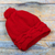 Alpaca blend knit hat, 'Roads in Red' - Peruvian Cable Knit Red Alpaca Blend Hat with a Pompon