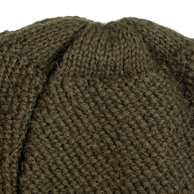 Cable Knit Green 100% Alpaca Hat from Peru - Green Paths | NOVICA
