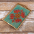 Reverse-painted glass serving tray, 'Sweet Spring Flower' - Reverse-Painted Glass and Wood Serving Tray Handmade in Peru (image 2) thumbail