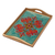 Reverse-painted glass serving tray, 'Sweet Spring Flower' - Reverse-Painted Glass and Wood Serving Tray Handmade in Peru thumbail