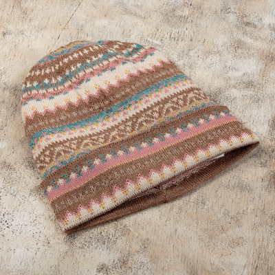 mütze aus 100 % Baby-Alpaka - Mehrfarbige Andenmütze aus 100 % Baby-Alpaka, hergestellt in Peru