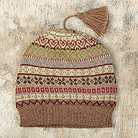 100% alpaca hat, 'Bright Patterns' - Multicolor 100% Alpaca Andean Hat crafted in Peru