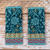 100% alpaca fingerless mittens, 'Turquoise Baroque' - Hand-Knit 100% Alpaca Fingerless Mittens in Turquoise (image 2) thumbail