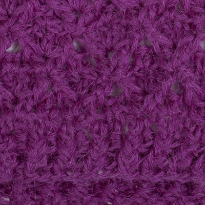100% alpaca hat, 'Plum Stitches' - Purple Crochet Knit Hat Made with 100% Alpaca in Peru