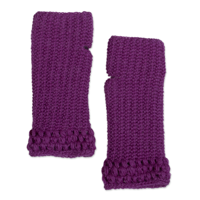 Knit Fingerless Mittens Made with 100% Alpaca in Peru