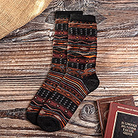 Alpaca blend socks, 'Andean Culture' - Multicolour Unisex Alpaca Blend Socks from Peru