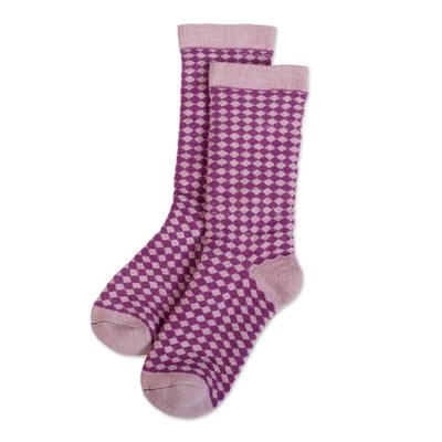 Socken aus Alpaka-Mischung - Staubige lila Socken aus Alpaka-Mischung, hergestellt in Peru