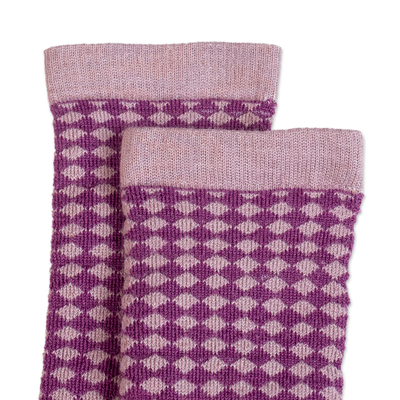Socken aus Alpaka-Mischung - Staubige lila Socken aus Alpaka-Mischung, hergestellt in Peru