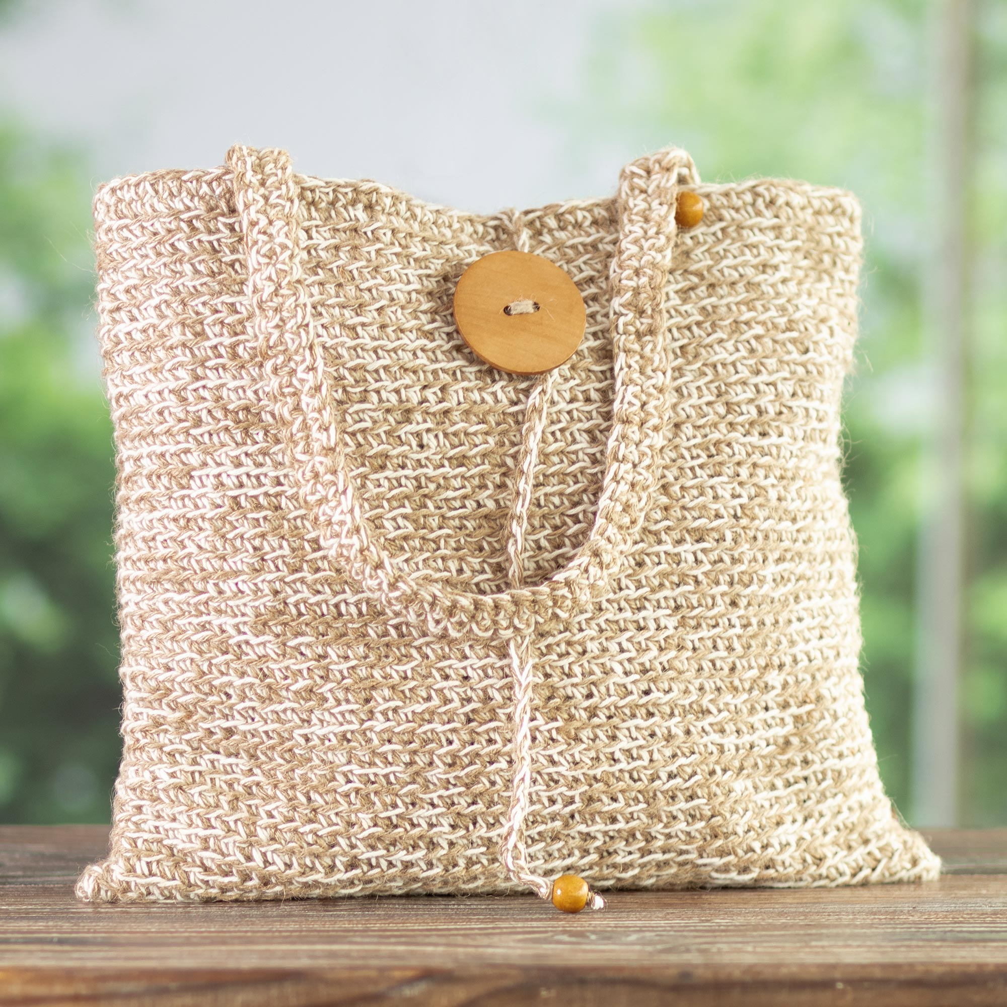 Hand Crochet Natural Woman Jute Embroidery Bag Shoulder Bag