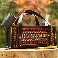 Bolsa de herramientas de cuero, 'Let's Fix It' - Bolsa de herramientas de cuero peruano con detalles de mezcla de alpaca