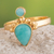 Gold-plated amazonite cocktail ring, 'Silhouettes of Water' - 18k Gold-Plated and Amazonite Cocktail Ring Handmade in Peru