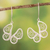 Pendientes colgantes de plata de ley - Aretes colgantes mariposa en filigrana de plata peruana