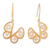 Gold-plated dangle earrings, 'Butterfly Filigree in Gold' - Peruvian 24k Gold-plated Filigree Butterfly Dangle Earrings thumbail
