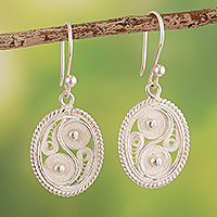 Sterling silver dangle earrings, 'Filigree Luck' - Sterling Silver Filigree Dangle Earrings Handmade in Peru
