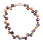 Cultured pearl charm anklet, 'Sea Fantasy' - Sterling Silver and Cultured Pearl Marine Charm Anklet