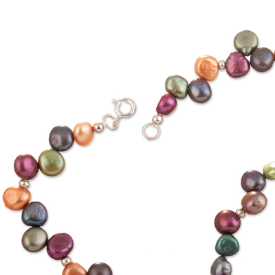 Cultured pearl charm anklet, 'Sea Fantasy' - Sterling Silver and Cultured Pearl Marine Charm Anklet