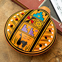 Ceramic ocarina, 'Cuzco Chants' - Handcrafted Ceramic Ocarina Flute with Andean Motifs
