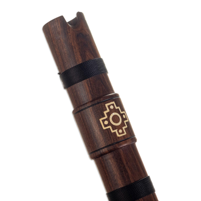 Quena-Flöte aus Holz - Quena-Flötenblasinstrument aus Holz mit grünem Andengehäuse
