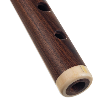 Quena-Flöte aus Holz - Quena-Flötenblasinstrument aus Holz mit grünem Andengehäuse