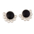 Obsidian button earrings, 'Moche Elegance' - Circular Obsidian Button Earrings Handcrafted in Peru thumbail