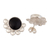 Obsidian button earrings, 'Moche Elegance' - Circular Obsidian Button Earrings Handcrafted in Peru (image 2b) thumbail