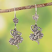 Sterling silver dangle earrings, 'Traditional Rhythm' - Traditional Sterling Silver Dangle Earrings Crafted in Peru