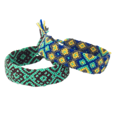 Pair of Hand-woven Macrame Wristband Bracelets from Peru
