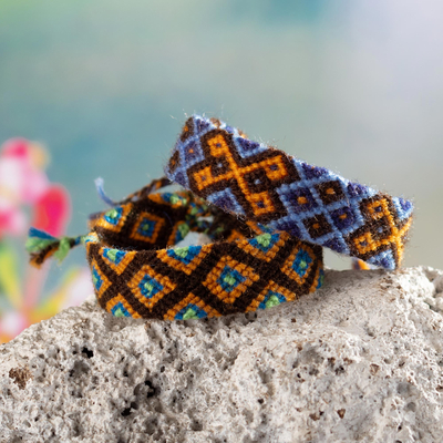 Macrame wristband bracelets, 'Surfing Vibes' (pair) - Pair of Macrame Wristband Bracelets Hand-woven in Peru