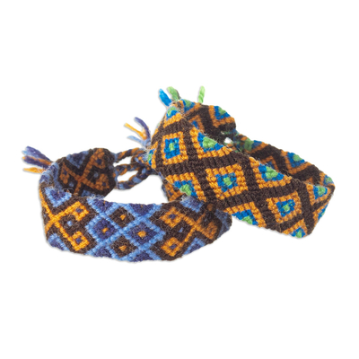Pair of Macrame Wristband Bracelets Hand-woven in Peru